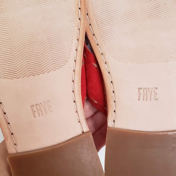 New FRYE Avery 5.5 - 6 Leather Suede Sandals Flat Slide Slip-on Contrast Stitch - Picture 10 of 13